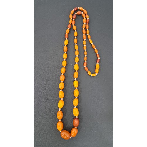 25 - GRADUATED BUTTERSCOTCH AMBER BED NECKLACE
the largest bead approximately 16.1mm long, the necklace a... 