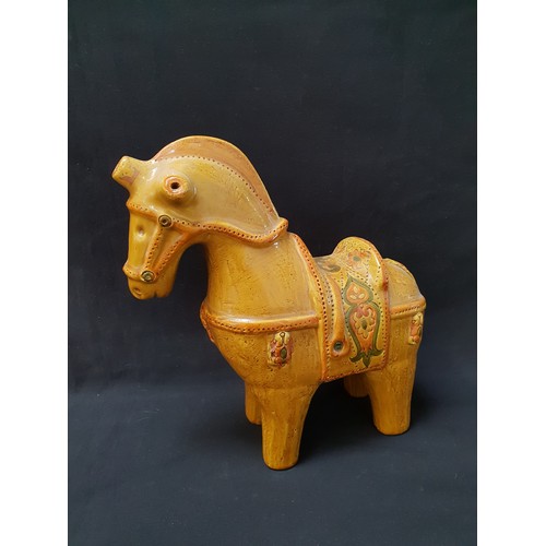 184 - MID CENTURY BITOSSI CERAMIC HORSE SCULPTURE 
by designer Aldo Londi, in distinctive mustard yellow g...