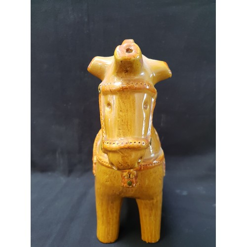 184 - MID CENTURY BITOSSI CERAMIC HORSE SCULPTURE 
by designer Aldo Londi, in distinctive mustard yellow g... 