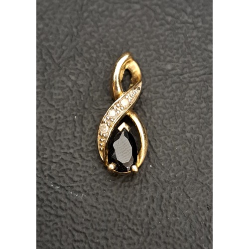 50 - SAPPHIRE AND DIAMOND SET PENDANT
in nine carat gold, 1.7cm high