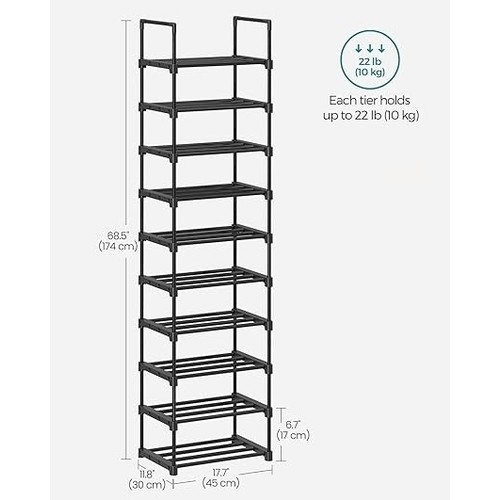 SONGMICS 10 TIER SHOE RACK 1 box, SKU number: LSA25BK, RRP: 19.99, box ...