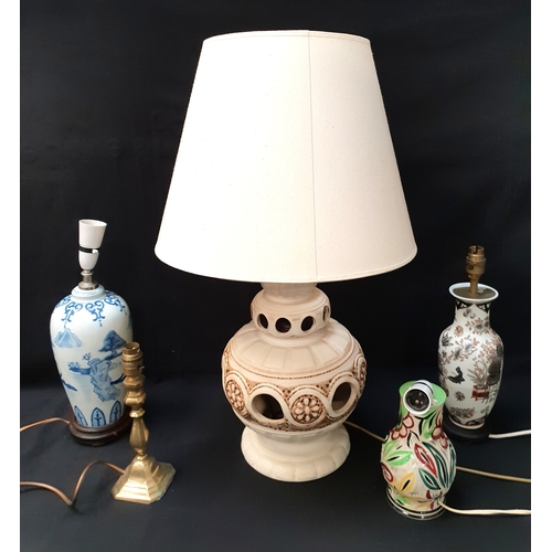 SELECTION OF FIVE VINTAGE TABLE LAMPS including a mid century style ...