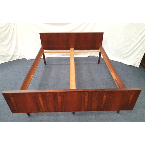 511 - MED-CENTURY DANISH ROSEWOOD BED BY SANNEMANS MOBELFABRIK
raised on tapering supports, headboard/base... 