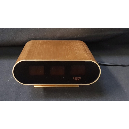 315 - RARE MID-CENTURY HEUER BRUSHED BRASS CASED DIGITAL DESK CLOCK
with quartz movement, Reference 732, c... 