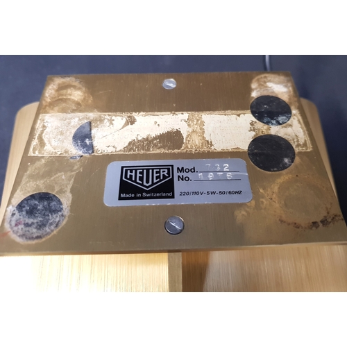 315 - RARE MID-CENTURY HEUER BRUSHED BRASS CASED DIGITAL DESK CLOCK
with quartz movement, Reference 732, c... 
