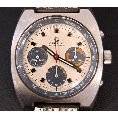 49 - GENTLEMAN'S CERTINA CHRONOLYMPIC CHRONOGRAPH WRISTWATCH
late 1960s/early 1070s, the cream dial with ... 