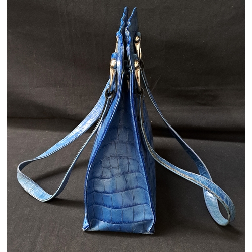375 - MULBERRY BY ROGER SAUL HANDBAG
early-to-mid 1990s, in Imperial Blue Congo Leather, silver-tone hardw... 
