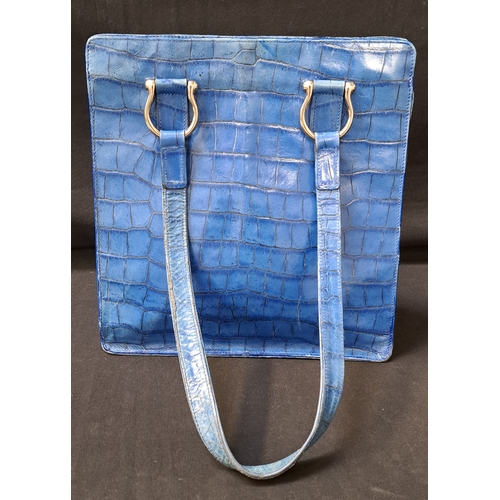 375 - MULBERRY BY ROGER SAUL HANDBAG
early-to-mid 1990s, in Imperial Blue Congo Leather, silver-tone hardw... 