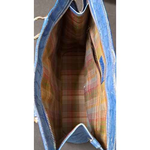 375 - MULBERRY BY ROGER SAUL HANDBAG
early-to-mid 1990s, in Imperial Blue Congo Leather, silver-tone hardw... 