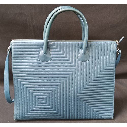 378 - BALLY GEOMETRIC TOTE BAG
early-to-mid 1990s, in turquoise quilted leather, silver-tone hardware, wit... 