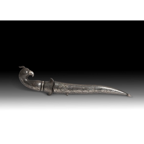 A BIDRI AND STEEL DAGGER WITH PARROT HEAD SHAPED HILT, INDIA, 19TH ...