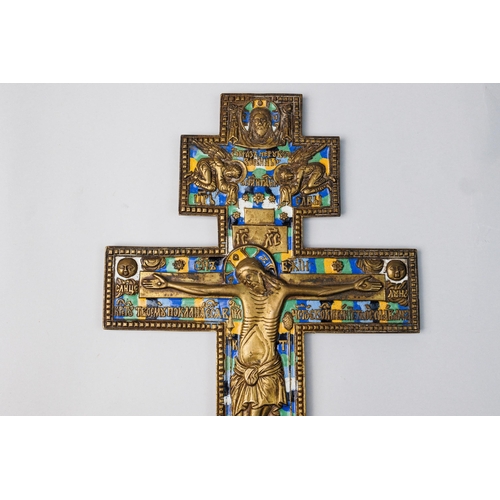 117 - The Crucifixion of Christ, copper alloy, 5-color enamel, Russian Empire, the end of 19th and the beg... 