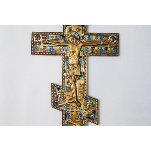 117 - The Crucifixion of Christ, copper alloy, 5-color enamel, Russian Empire, the end of 19th and the beg... 