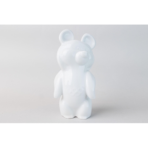 29 - Figurine The Olympic Bear - white, Lomonosov porcelain factory - LFZ, Porcelain, Size 15x7 cm