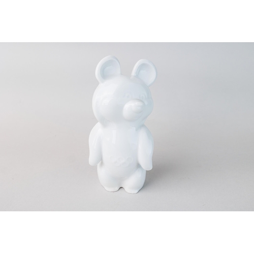 29 - Figurine The Olympic Bear - white, Lomonosov porcelain factory - LFZ, Porcelain, Size 15x7 cm