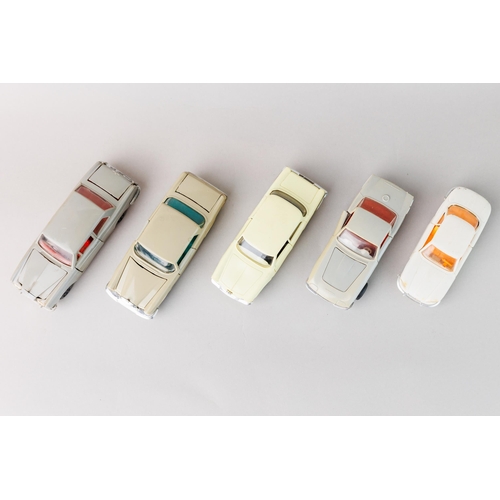 35 - Set of 5 car models: Rolls Royce, Mercedes, Alfa Romeo, Corvette Rondine, Panhard