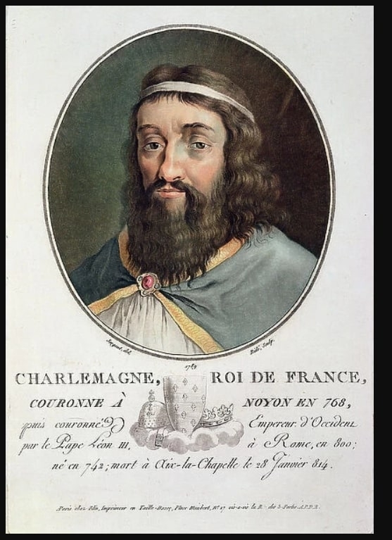 Charlemagne (747-814), King of France, engraved by Ride, 1789 year ...