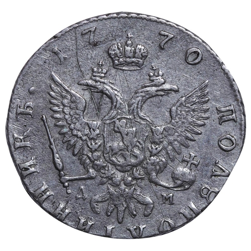 104 - Russian Empire, Empress Catherine II (1762-1796), Â½ poltina, 1770 year, Silver, 5,97 gr, C#65a, bit... 