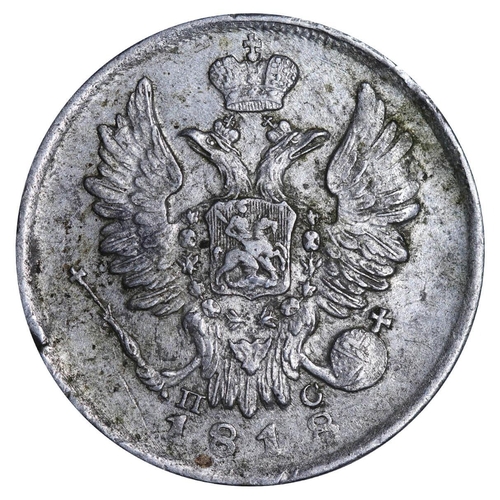 134 - Russian Empire, Emperor Alexander I (1801-1825), 20 kopecks, 1818 year, Silver, 4,15 gr, C#128, bitk... 