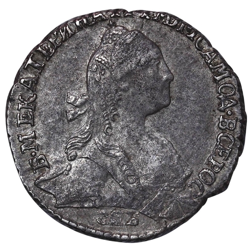 155 - Russian Empire, Empress Catherine II (1762-1796), 1 grivennik, 1769 year, Silver, 2,37 gr, C#61a.3, ... 