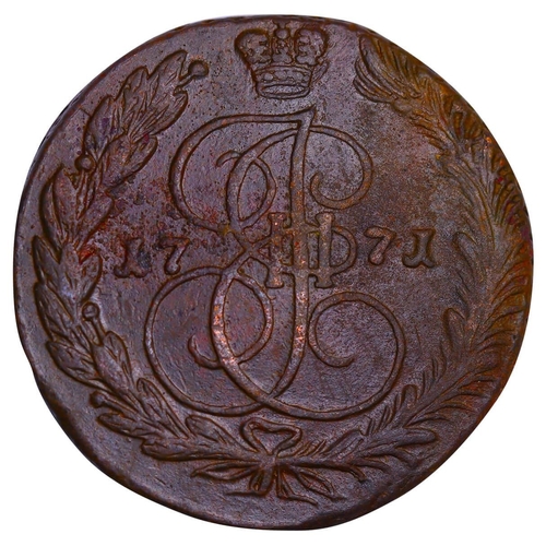 164 - Russian Empire, Empress Catherine II (1762-1796), 5 kopecks, 1771 year, Copper,  51,2 gr, C#59.1, bi... 