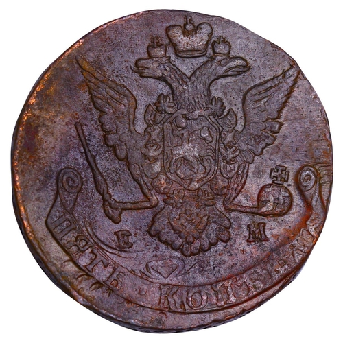 164 - Russian Empire, Empress Catherine II (1762-1796), 5 kopecks, 1771 year, Copper,  51,2 gr, C#59.1, bi... 