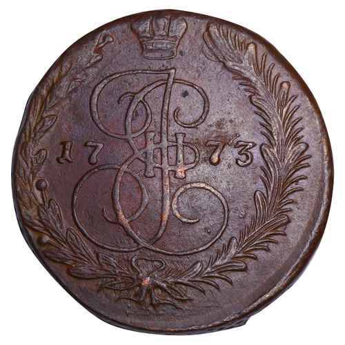 167 - Russian Empire, Empress Catherine II (1762-1796), 5 kopecks, 1773 year, Copper, 51,2 gr, C#59.1, bit... 