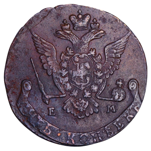 169 - Russian Empire, Empress Catherine II (1762-1796), 5 kopecks, 1776 year, Copper, 51,2 gr, C#59.1, bit... 