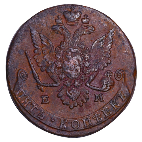 170 - Russian Empire, Empress Catherine II (1762-1796), 5 kopecks, 1779 year, Copper, 51,2 gr, C#59.1, bit... 