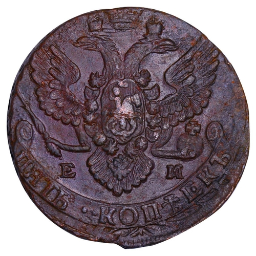 176 - Russian Empire, Empress Catherine II (1762-1796), 5 kopecks, 1788 year, Copper, 51,2 gr, C#59.1, bit... 