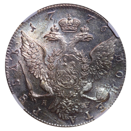 18 - Russian Empire, Empress Catherine II (1762-1796), 1 Rouble, 1776 year, Silver, 24 gr, C#67a.2, bitki... 