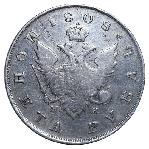 22 - Russian Empire, Emperor Alexander I (1801-1825), 1 rouble, 1808 year, Silver, 20,73 gr, C#125a, bitk... 