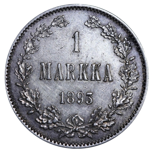 225 - Russian Empire, Finland, Emperor Alexander III (1881-1894), 1 markka, 1892 year, Silver, 5,18 gr, KM... 