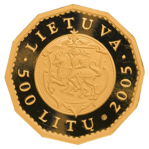 270 - Lithuania, Republic (1990-date), President Valdas Adamkus (2004 - 2009), 500 litu, 2005 year, Gold, ... 