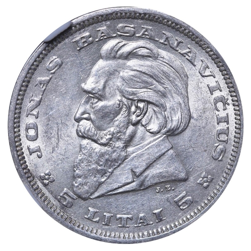 272 - Lithuania, President Antanas Smetona (1926 - 1940), 5 litai, 1936 year, Silver, 9 gr, KM#82, MS 62