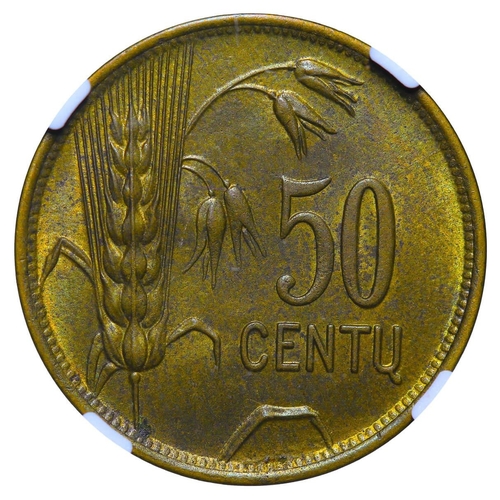 274 - Lithuania, President Aleksandras Stulginskis (1919 - 1926), 50 centu, 1925 year, Aluminium bronze, 5... 