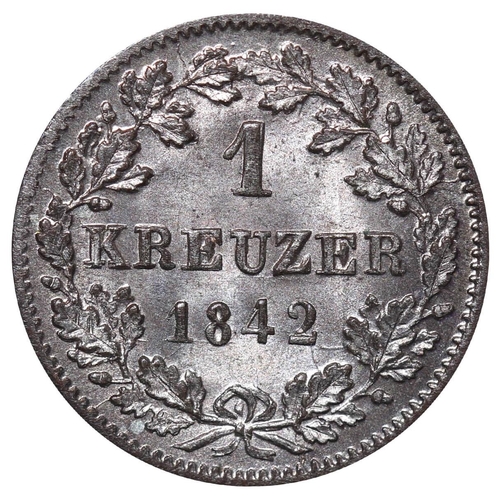 285 - Kingdom of WÃ¼rttemberg (German States), King William I (1816-1864), 1 kreuzer, 1842 year, Bilon, 0,... 