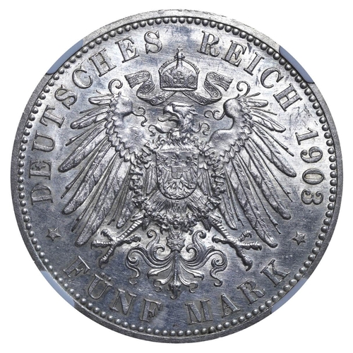 290 - Duchy of Saxe-Altenburg (German States), Duke Ernest I (1853-1908), 5 mark, 1903 year, Silver, 27,77... 