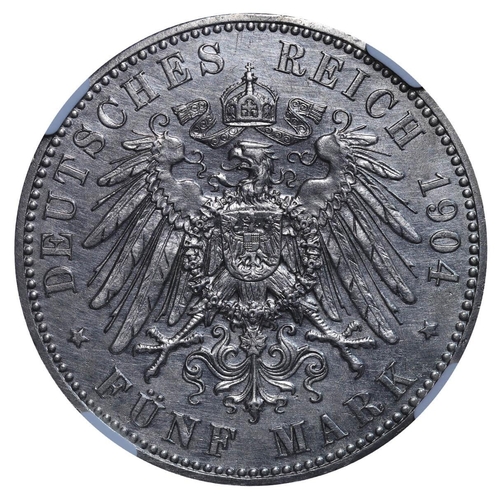 291 - Grand duchy of Hessen-Darmstadt (German States), Grand Duke Ernest Louis (1892-1918), 5 mark, 1904 y... 