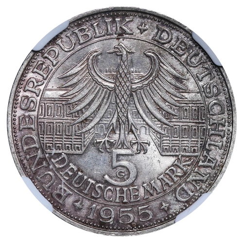 295 - Federal Republic of Germany, Federal Republic (1949-date), 5 deutsche mark, 1955 year, Silver, 11,2 ... 