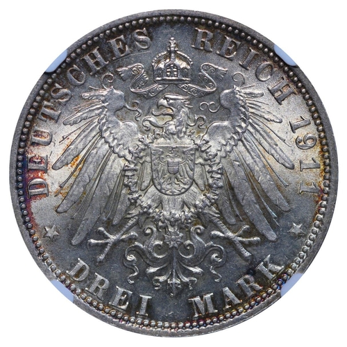 296 - Kingdom of Bavaria (German States), King Luitpold  (1886-1912), 3 marks, 1911 year, Silver, 16,66 gr... 