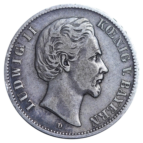 300 - Kingdom of Bavaria (German States), King Louis II (1864-1886), 2 marks, 1876 year, Silver, 11,111 gr... 