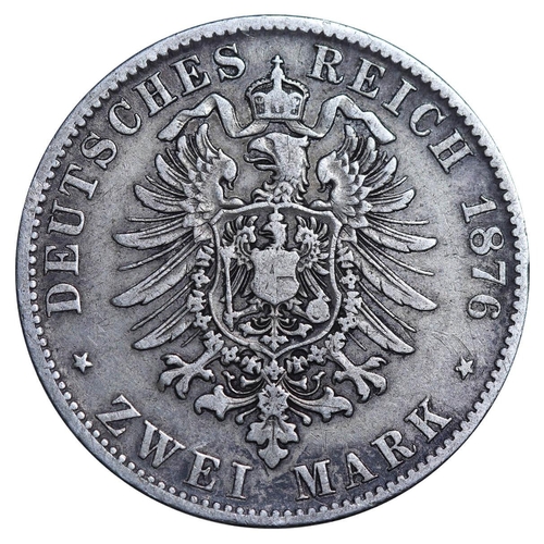 300 - Kingdom of Bavaria (German States), King Louis II (1864-1886), 2 marks, 1876 year, Silver, 11,111 gr... 