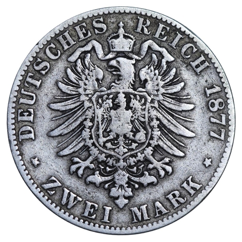 301 - Grand Duchy of Baden (Baden, German States), Frederick I (1856-1907), 2 marks, 1877 year, Silver, 11... 