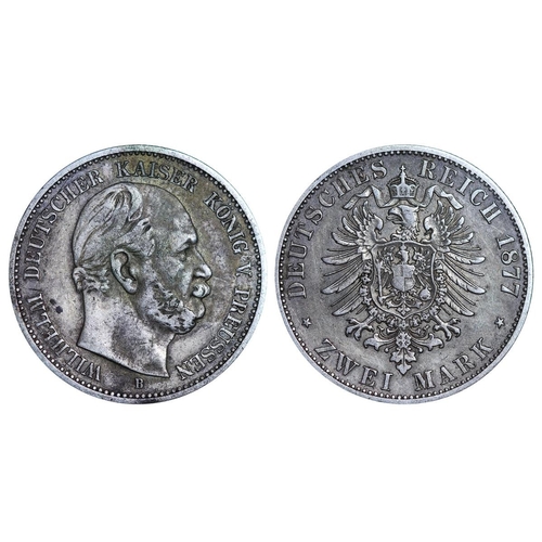 302 - Kingdom of Prussia (German States), King William I (1861-1888), 2 marks, 1877 year, Silver, 11,111 g... 