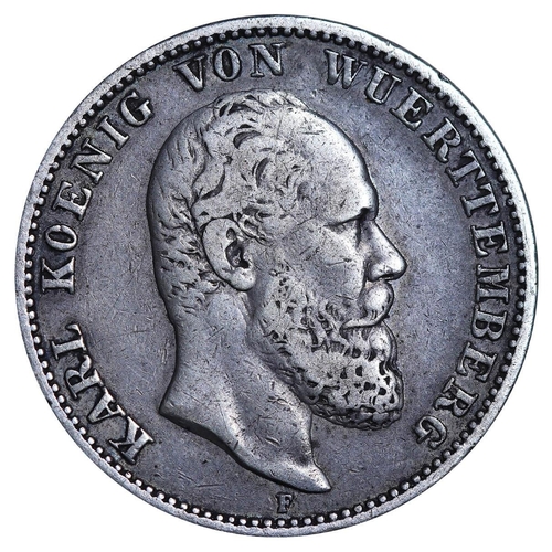 303 - Kingdom of WÃ¼rttemberg (German States), King Charles I (1864-1891), 2 marks, 1880 year, Silver, 11,... 