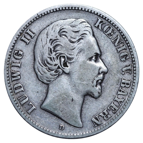 304 - Kingdom of Bavaria (German States), King Louis II (1864-1886), 2 marks, 1883 year, Silver, 11,111 gr... 