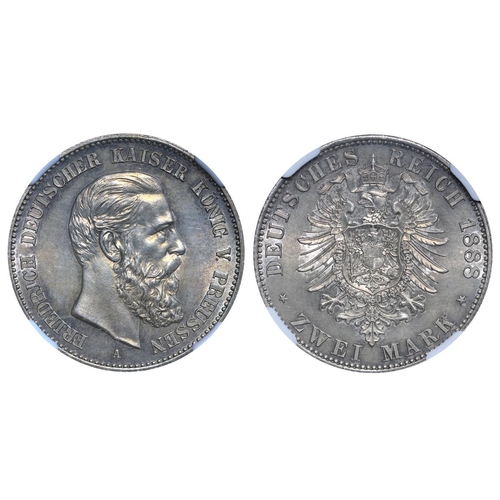 305 - Kingdom of Prussia (German States), King Frederick III (1888), 2 marks, 1888 year, Silver, 11,111 gr... 