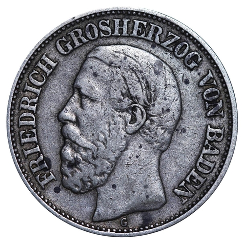 306 - Grand Duchy of Baden (Baden, German States), Frederick I (1856-1907), 2 marks, 1896 year, Silver, 11... 