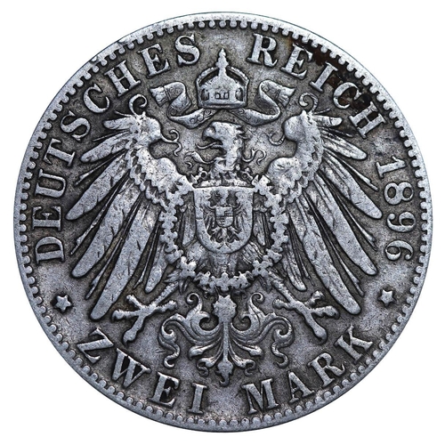 306 - Grand Duchy of Baden (Baden, German States), Frederick I (1856-1907), 2 marks, 1896 year, Silver, 11... 